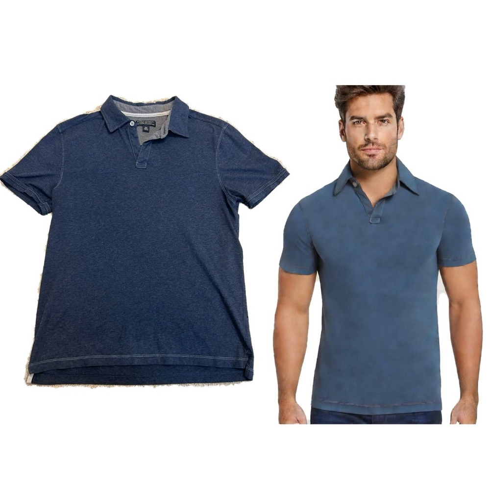 Banana republic men's blue Heathered fitted Pima polo shirt S